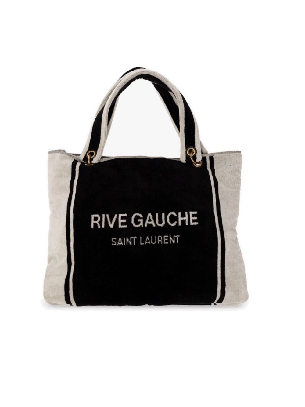 Saint Laurent Rive Gauche Black and White Canvas Tote